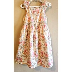 Osh Kosh B'gosh Girls Sleeveless cream, pink, flower sundress size 4T